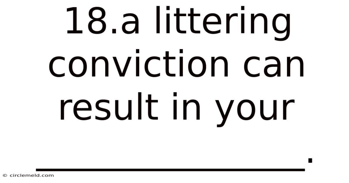18.a Littering Conviction Can Result In Your _______________.