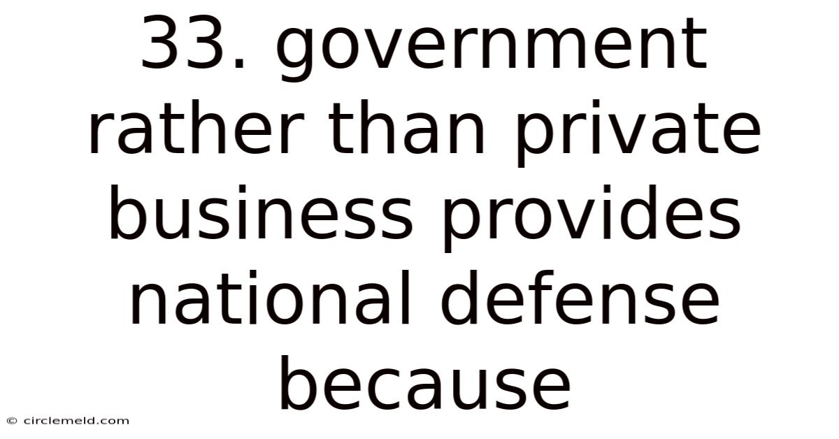 33. Government Rather Than Private Business Provides National Defense Because