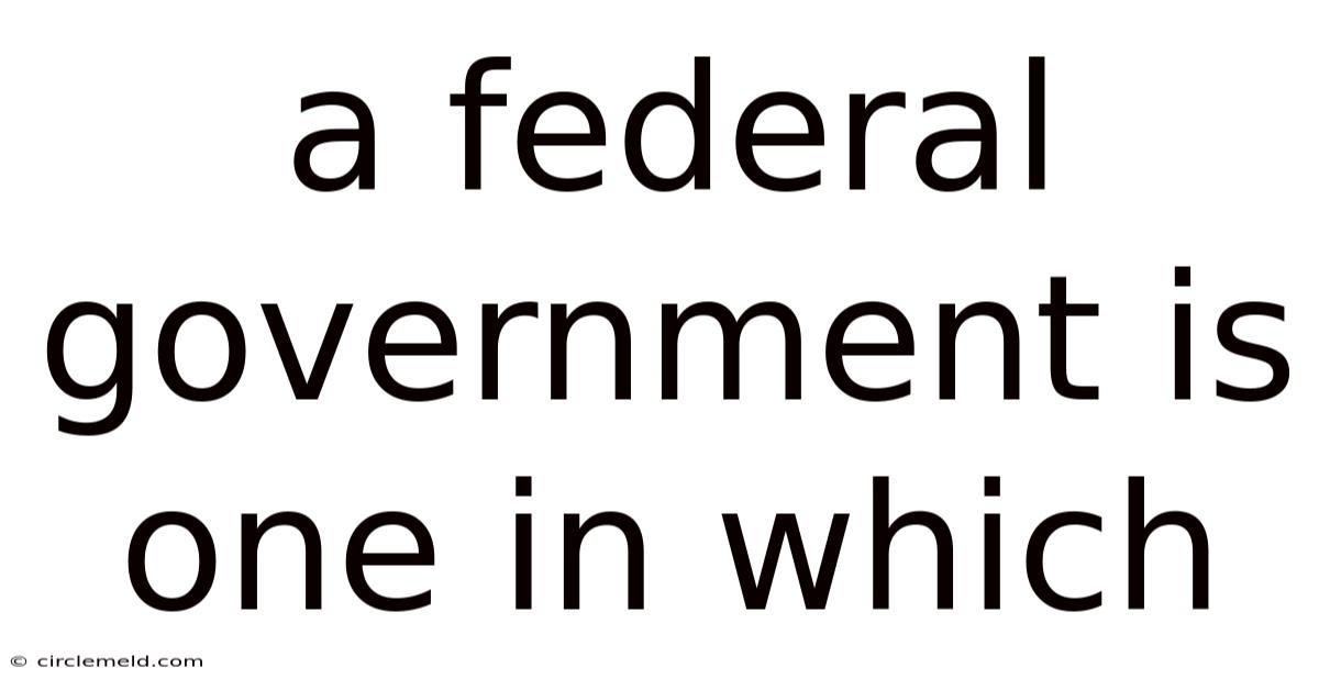 A Federal Government Is One In Which