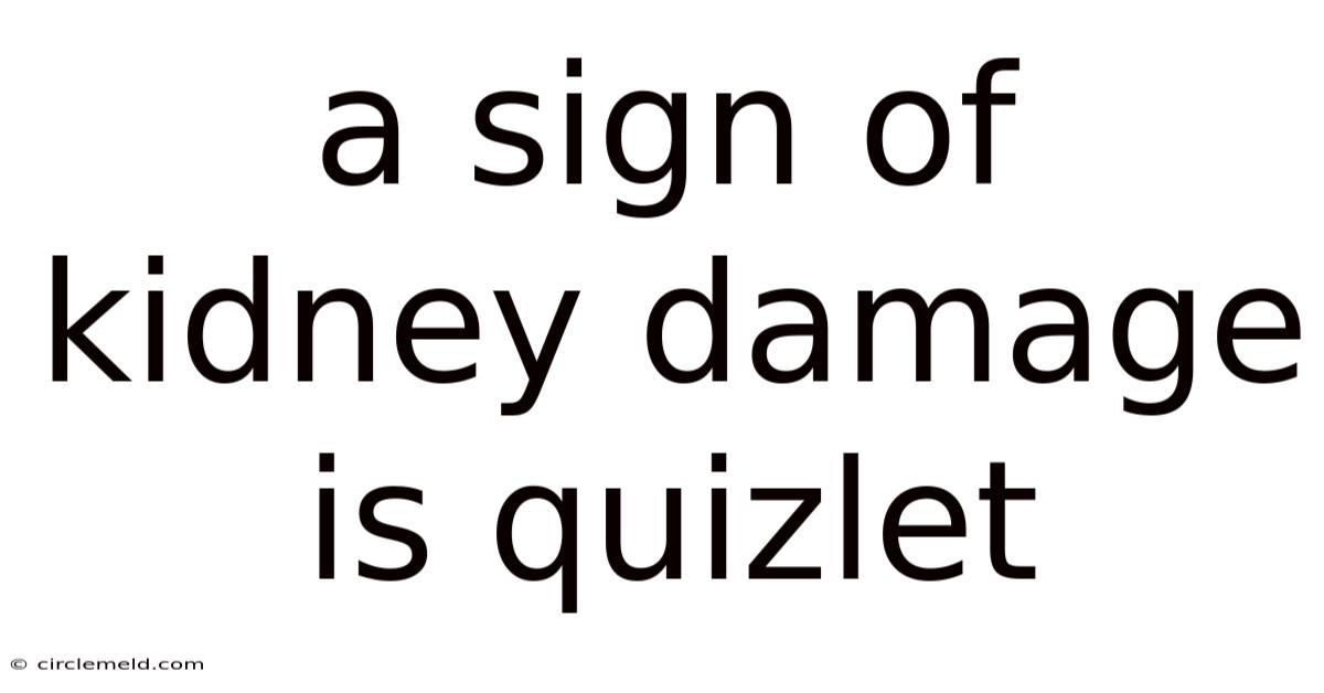 A Sign Of Kidney Damage Is Quizlet