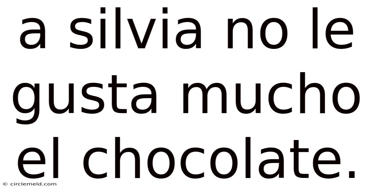 A Silvia No Le Gusta Mucho El Chocolate.