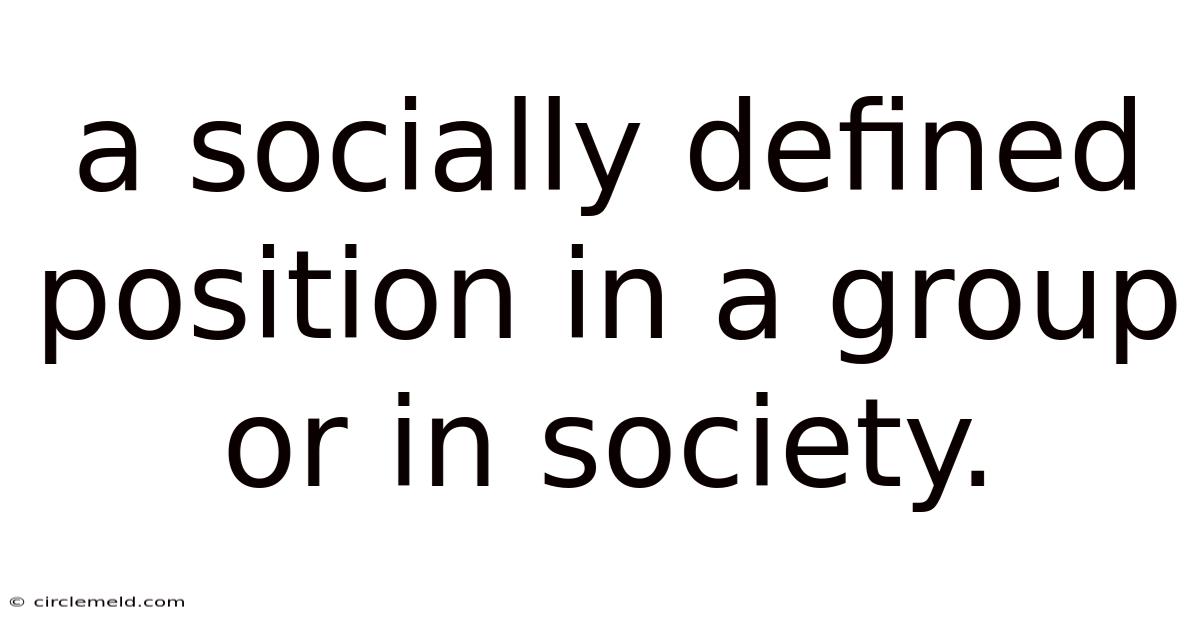 A Socially Defined Position In A Group Or In Society.