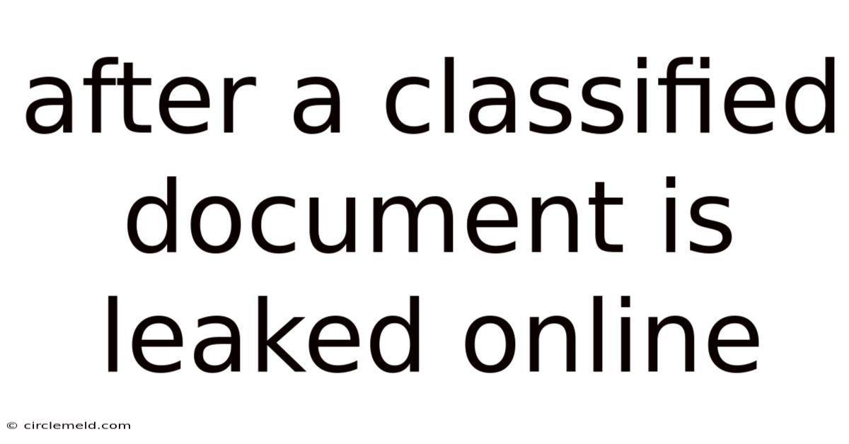 After A Classified Document Is Leaked Online