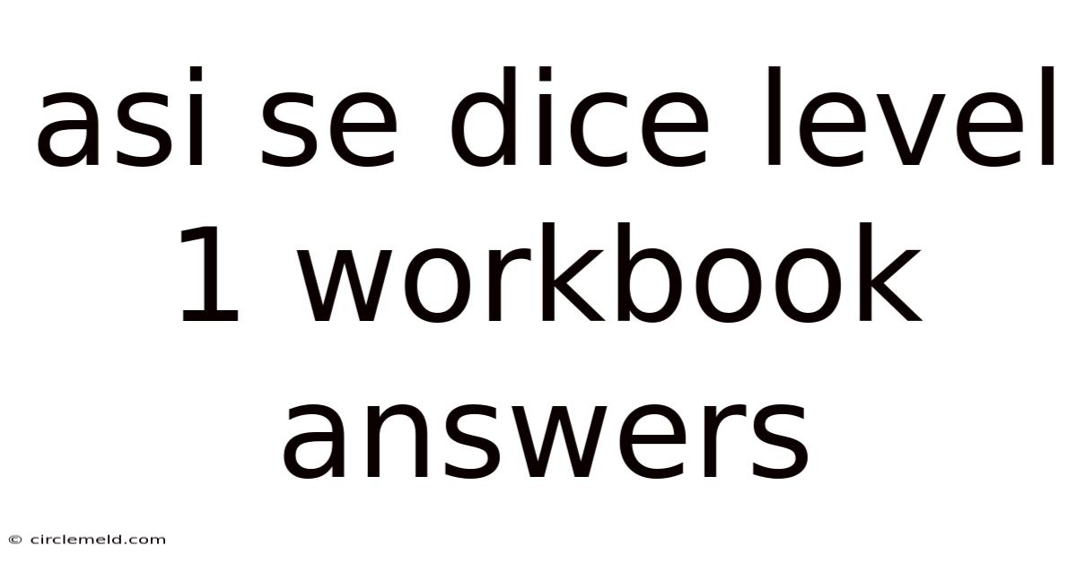 Asi Se Dice Level 1 Workbook Answers