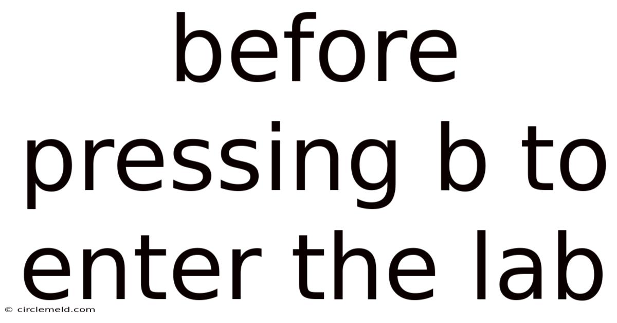 Before Pressing B To Enter The Lab