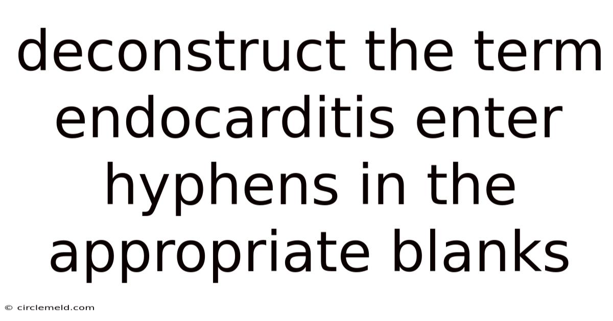Deconstruct The Term Endocarditis Enter Hyphens In The Appropriate Blanks