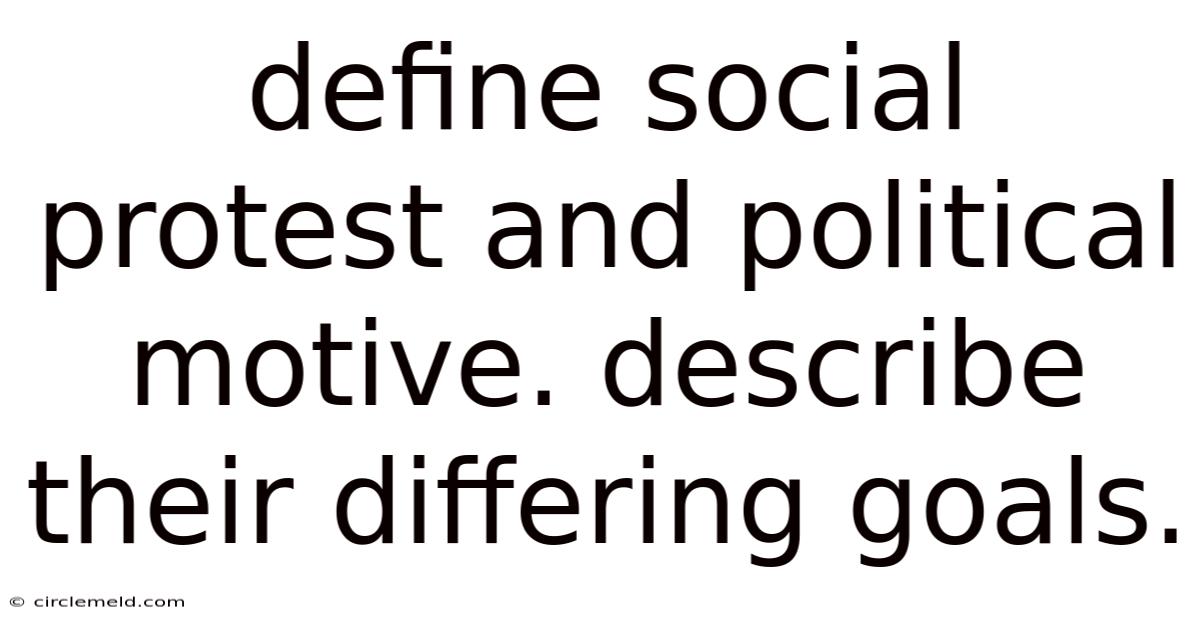 Define Social Protest And Political Motive. Describe Their Differing Goals.