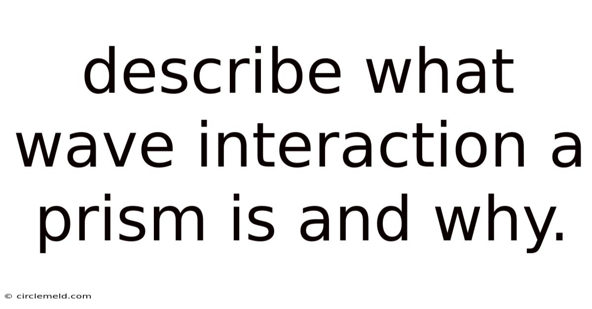 Describe What Wave Interaction A Prism Is And Why.