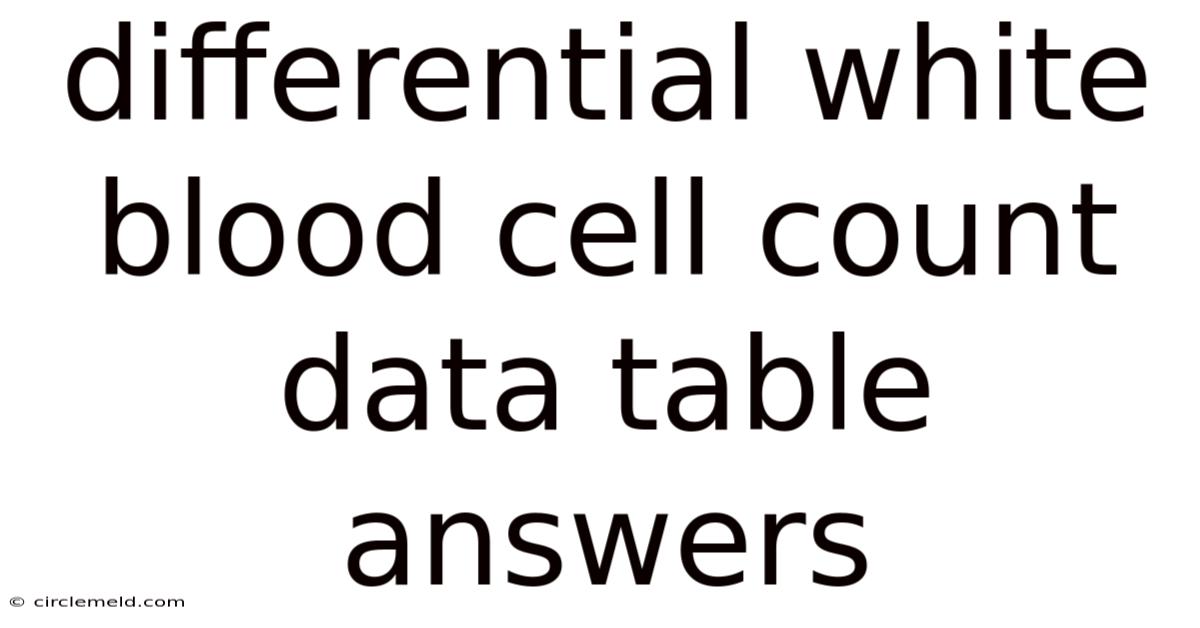Differential White Blood Cell Count Data Table Answers