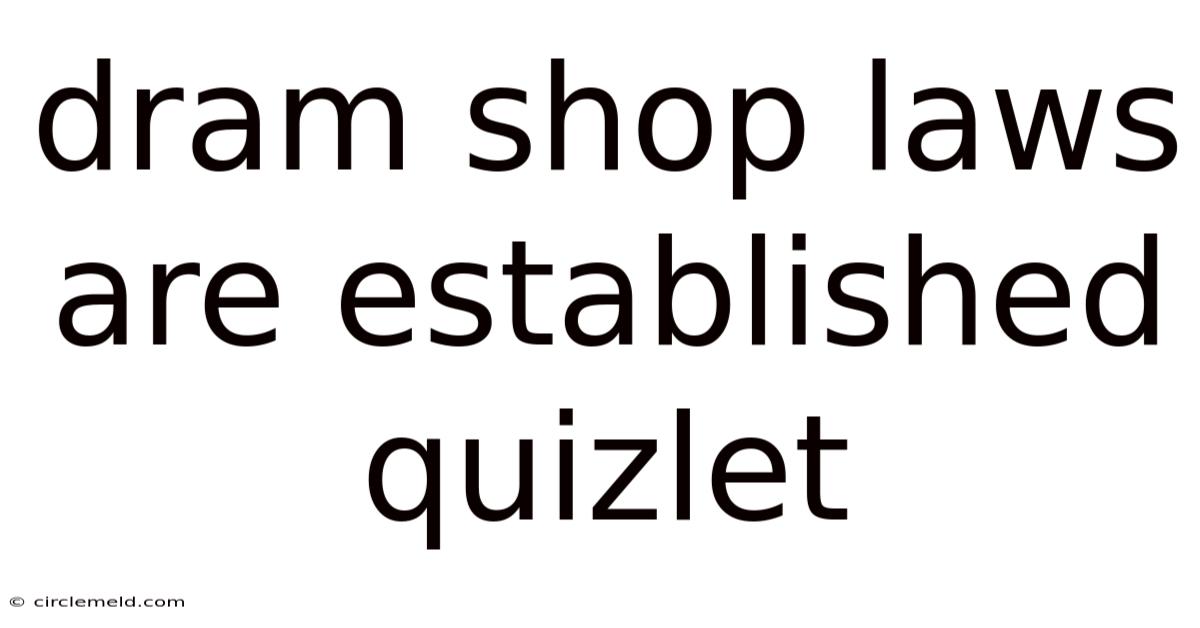 Dram Shop Laws Are Established Quizlet