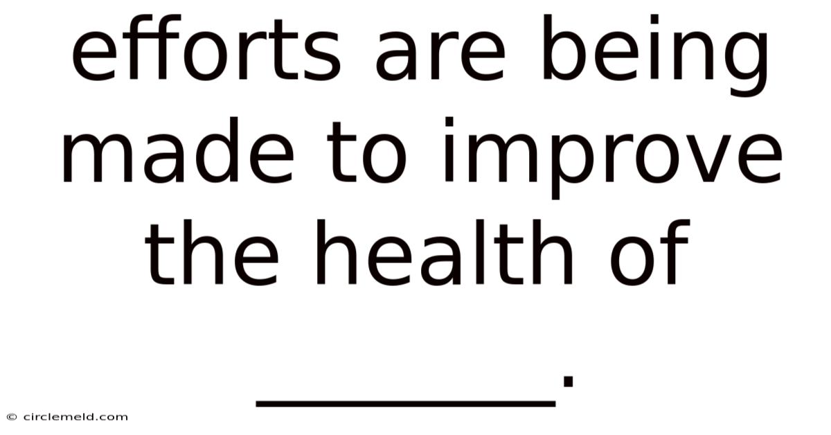 Efforts Are Being Made To Improve The Health Of _______.