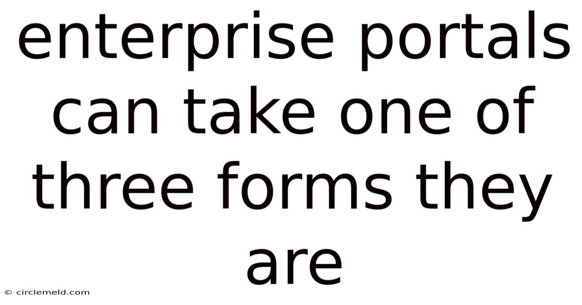 Enterprise Portals Can Take One Of Three Forms They Are