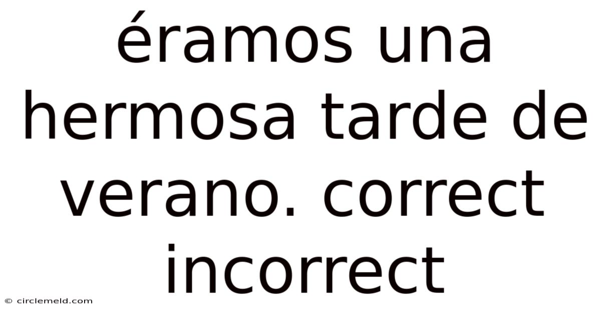 Éramos Una Hermosa Tarde De Verano. Correct Incorrect