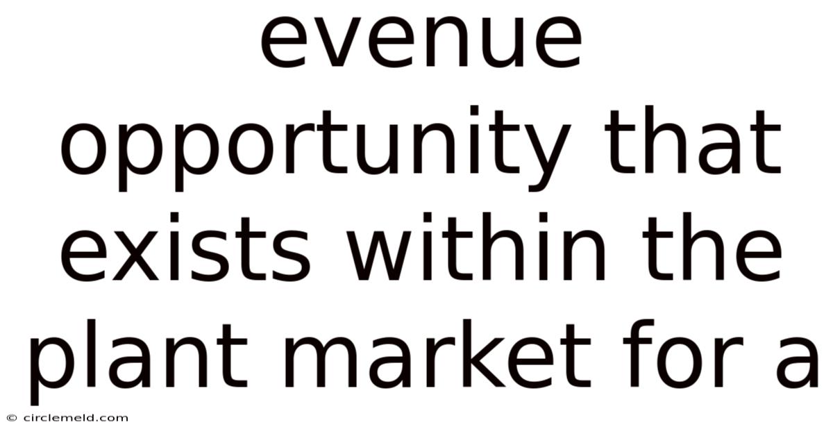 Evenue Opportunity That Exists Within The Plant Market For A