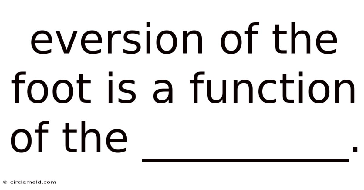 Eversion Of The Foot Is A Function Of The __________.