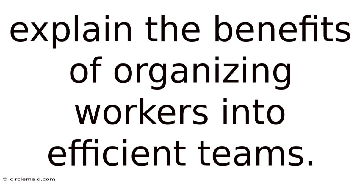 Explain The Benefits Of Organizing Workers Into Efficient Teams.