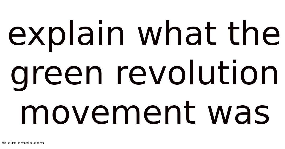 Explain What The Green Revolution Movement Was