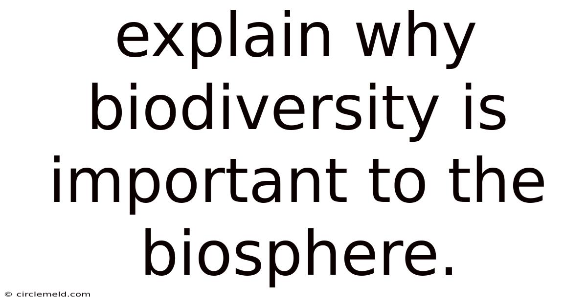 Explain Why Biodiversity Is Important To The Biosphere.
