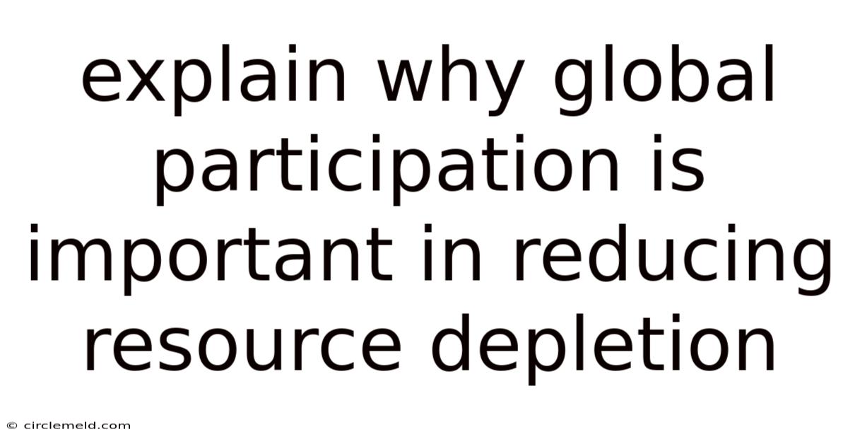 Explain Why Global Participation Is Important In Reducing Resource Depletion