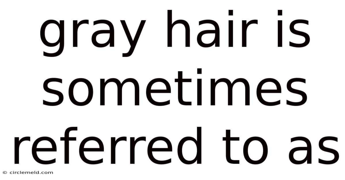 Gray Hair Is Sometimes Referred To As