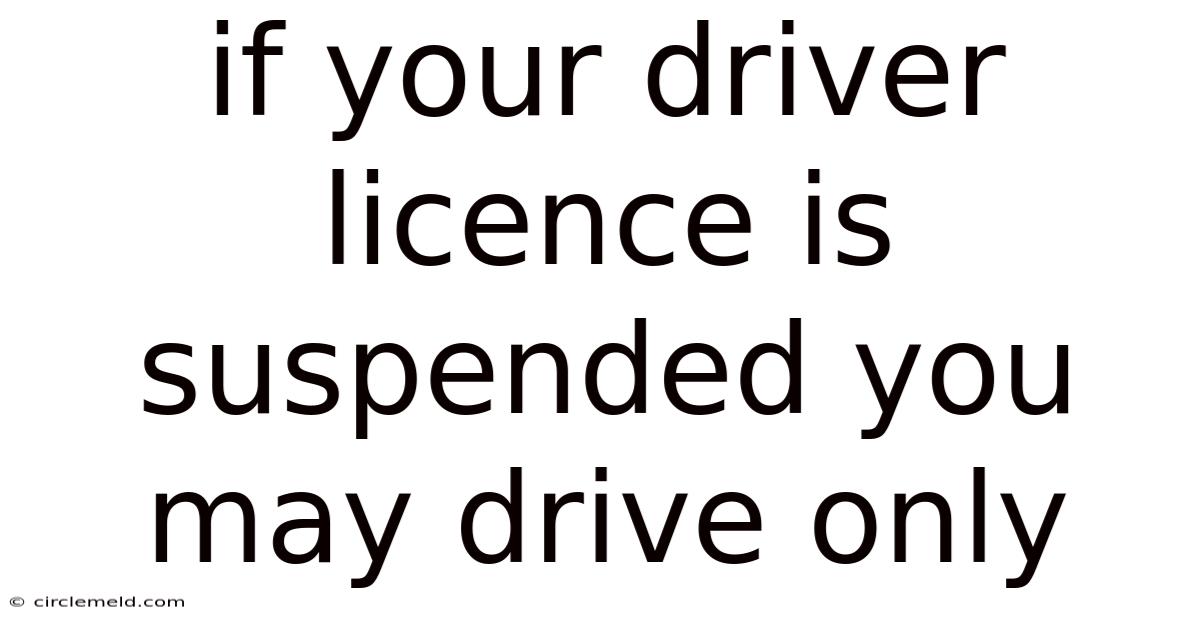If Your Driver Licence Is Suspended You May Drive Only