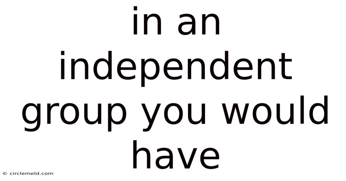 In An Independent Group You Would Have