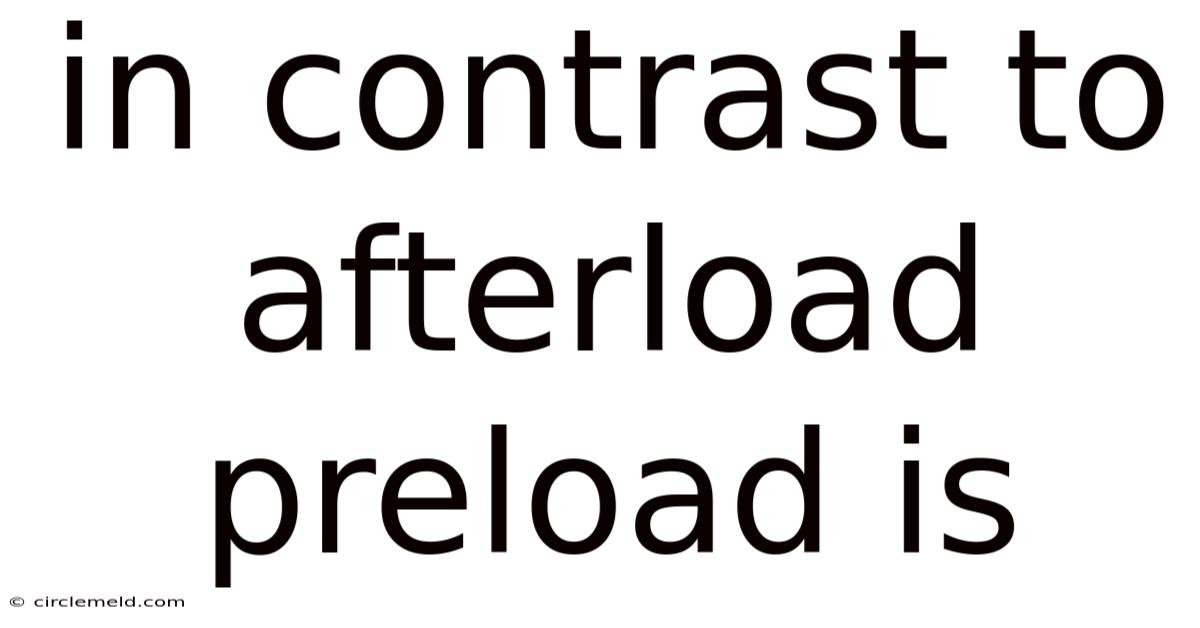In Contrast To Afterload Preload Is