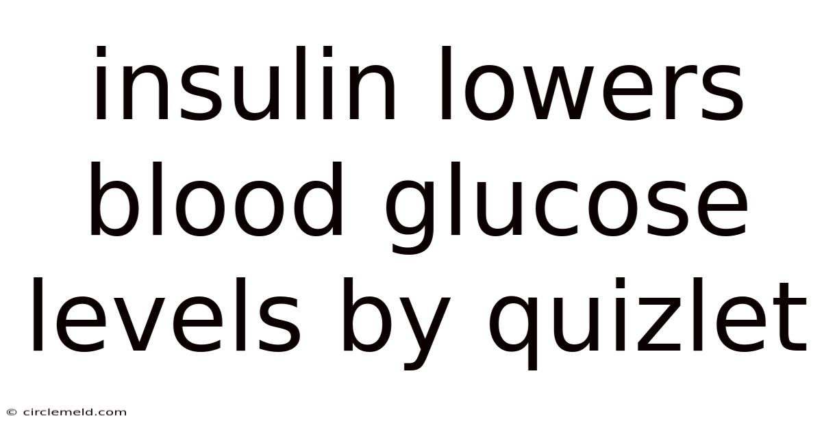 Insulin Lowers Blood Glucose Levels By Quizlet
