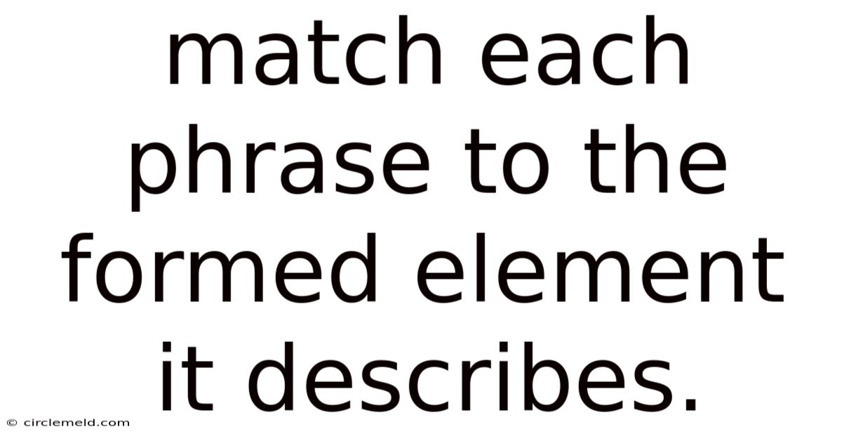 Match Each Phrase To The Formed Element It Describes.