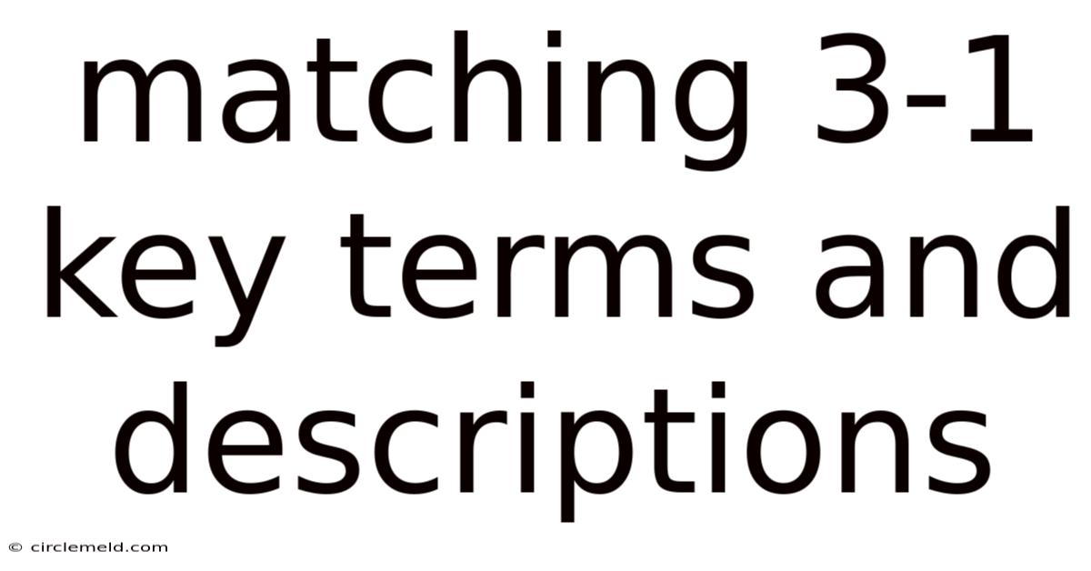 Matching 3-1 Key Terms And Descriptions