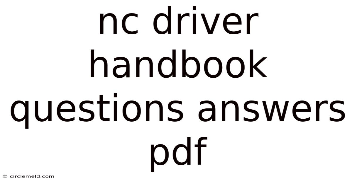 Nc Driver Handbook Questions Answers Pdf