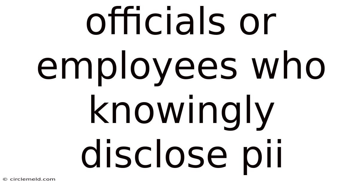 Officials Or Employees Who Knowingly Disclose Pii