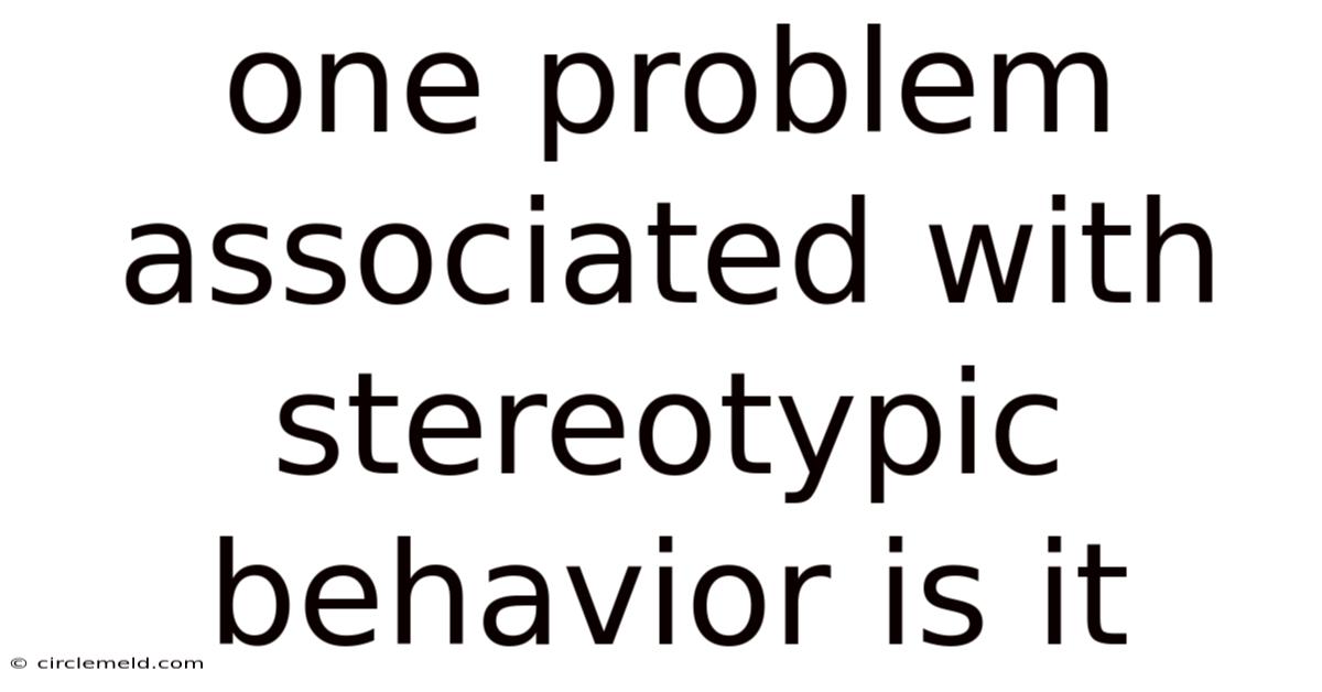 One Problem Associated With Stereotypic Behavior Is It