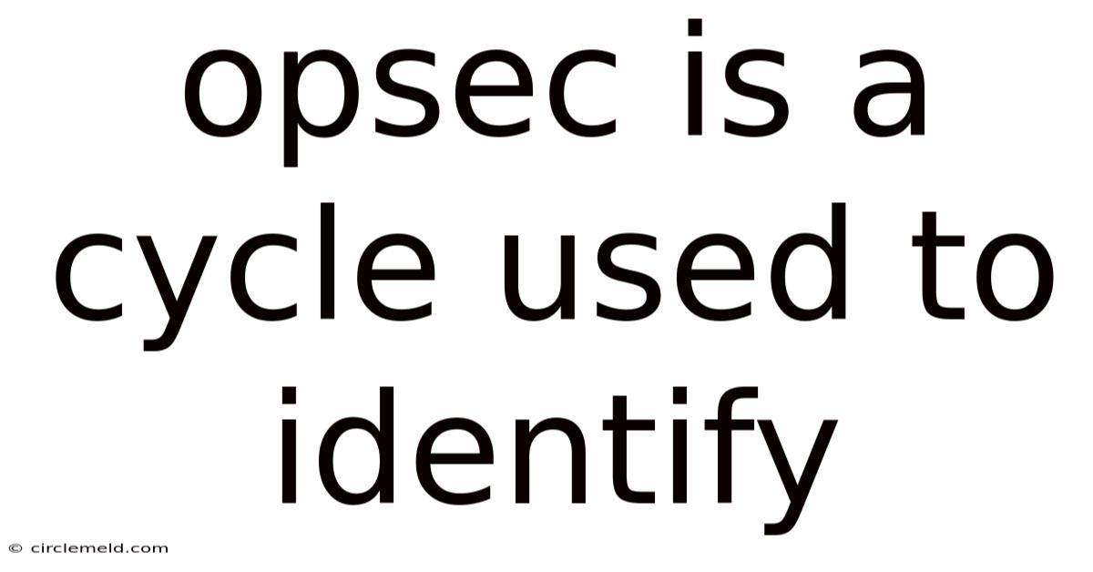 Opsec Is A Cycle Used To Identify