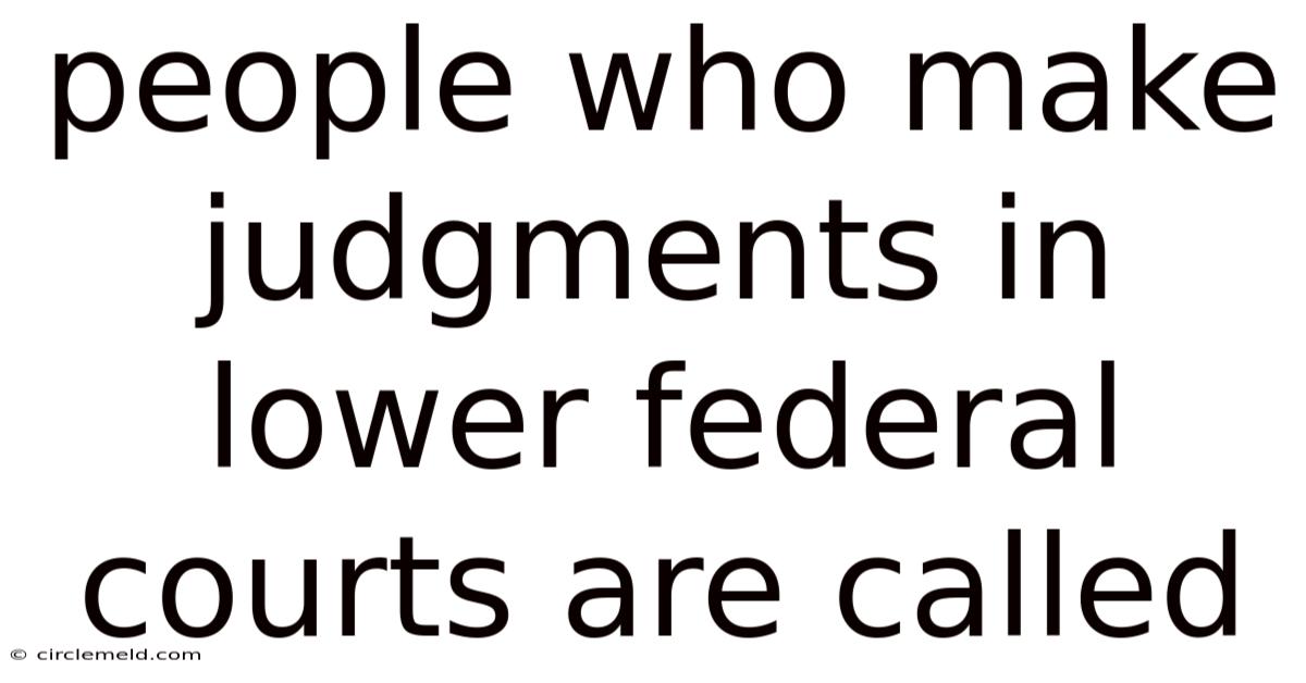 People Who Make Judgments In Lower Federal Courts Are Called
