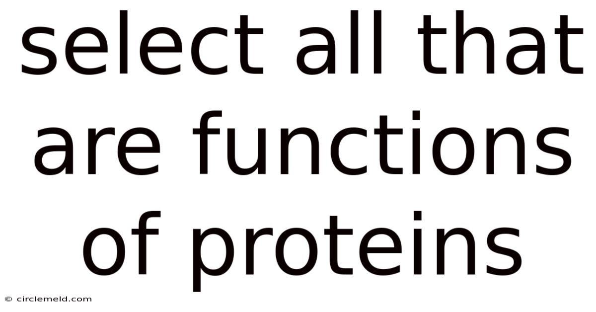 Select All That Are Functions Of Proteins