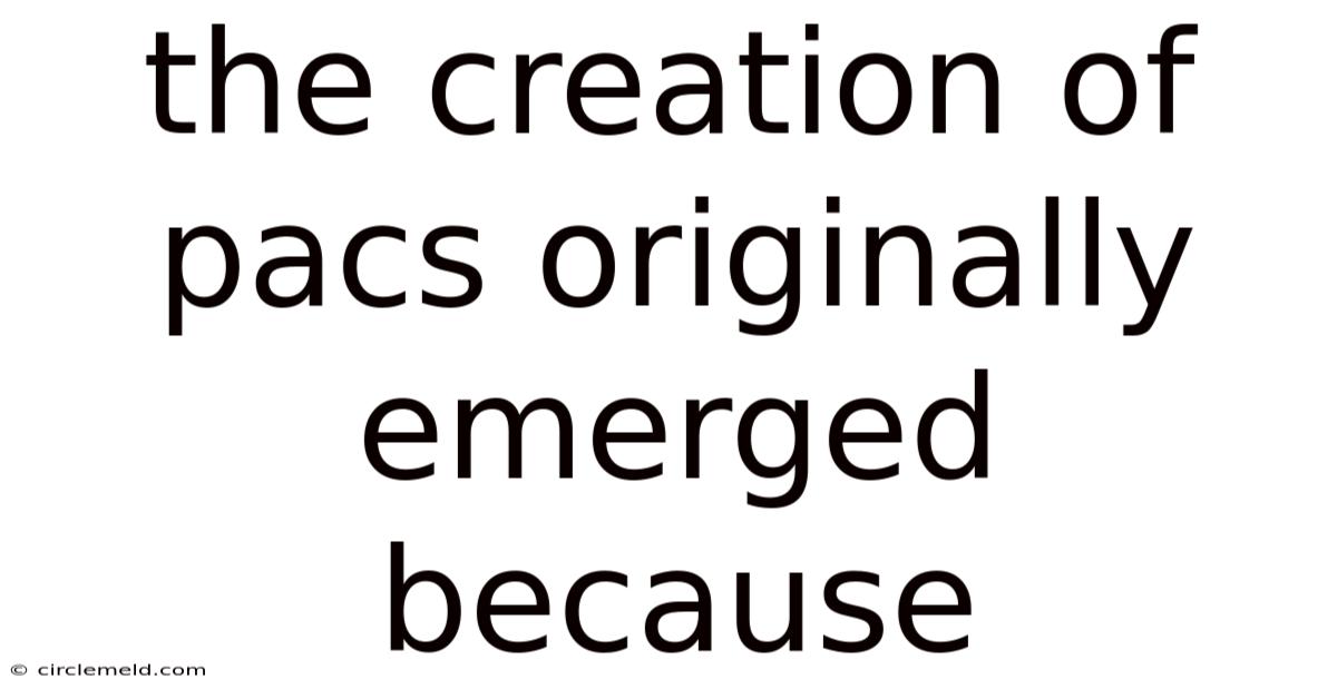 The Creation Of Pacs Originally Emerged Because