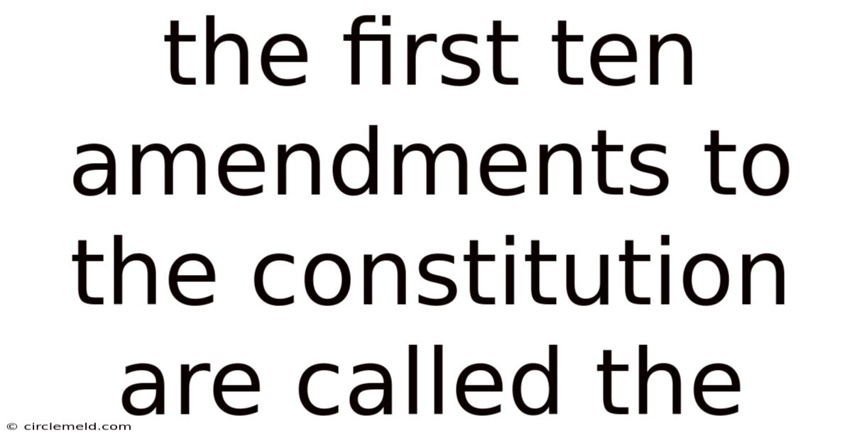 The First Ten Amendments To The Constitution Are Called The
