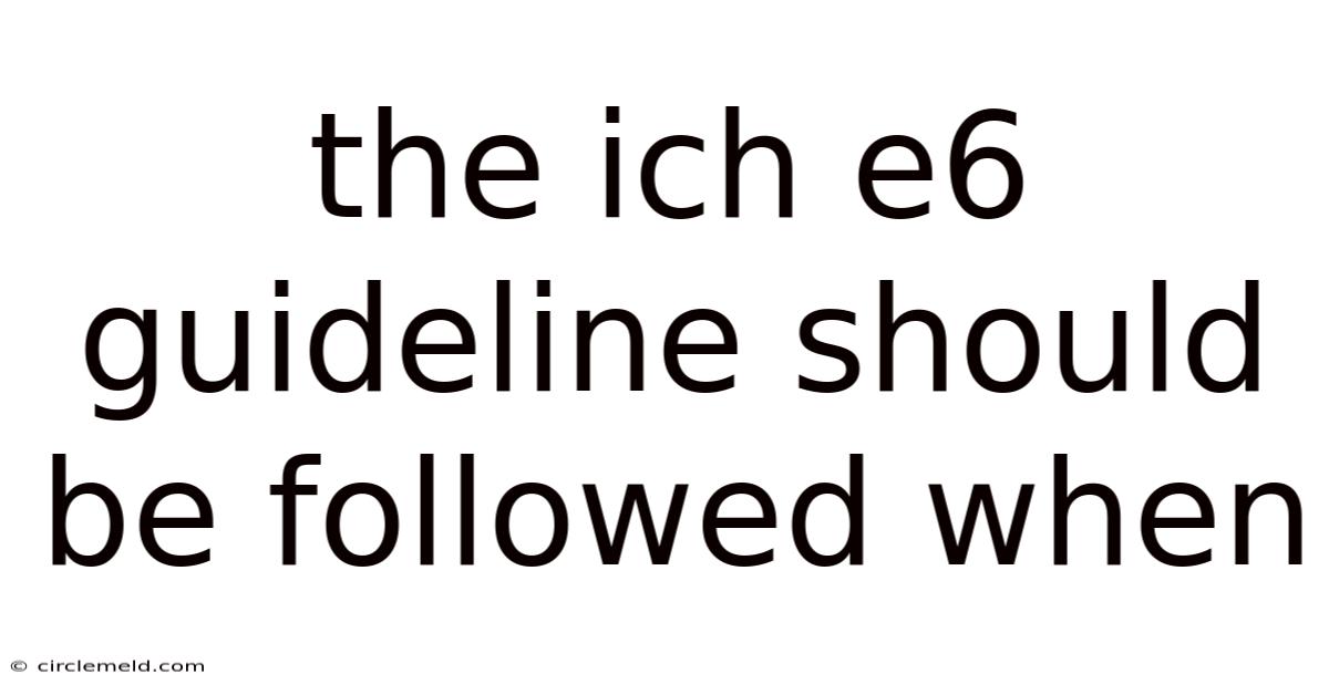 The Ich E6 Guideline Should Be Followed When