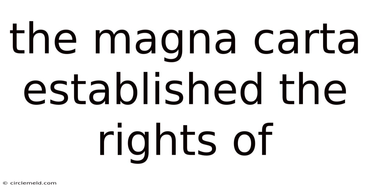 The Magna Carta Established The Rights Of