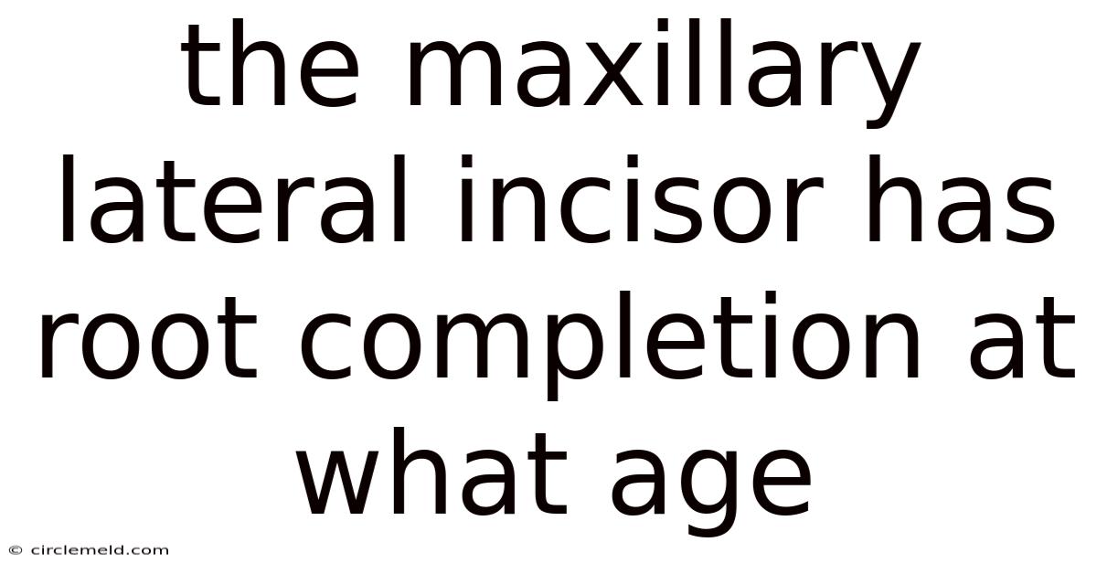 The Maxillary Lateral Incisor Has Root Completion At What Age