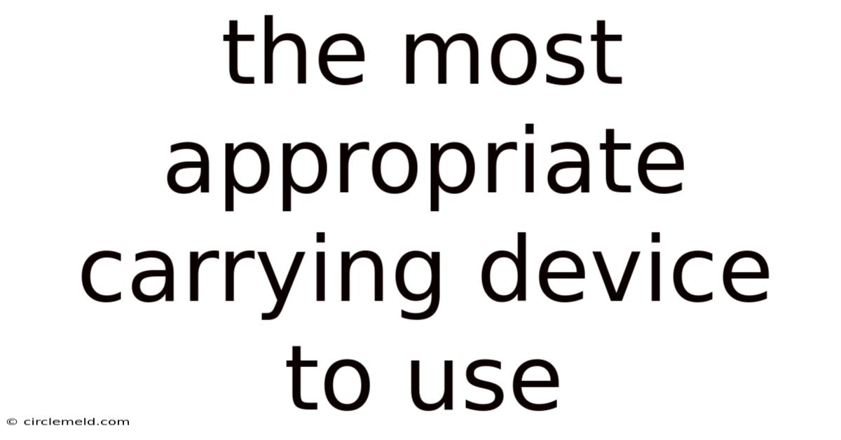 The Most Appropriate Carrying Device To Use