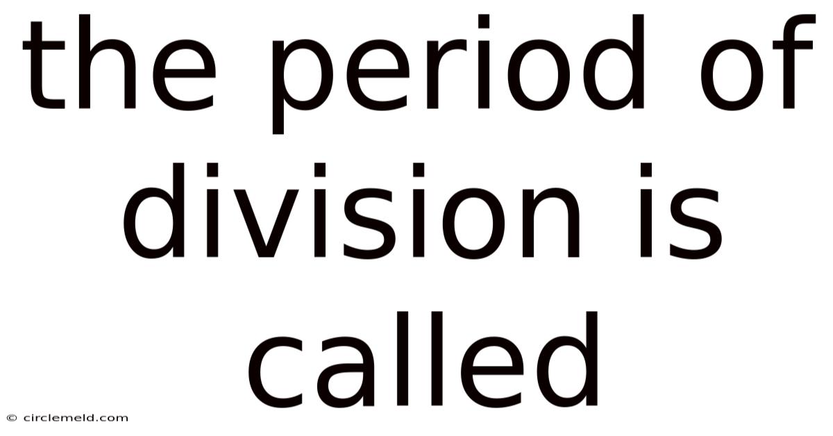 The Period Of Division Is Called