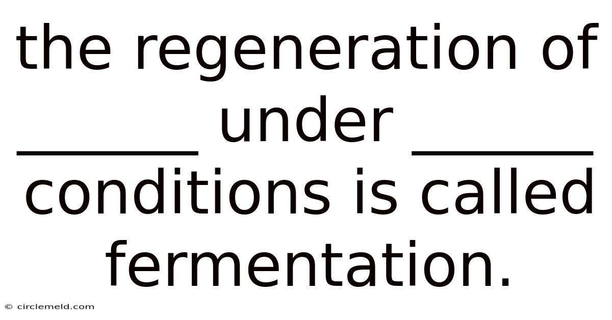 The Regeneration Of ______ Under ______ Conditions Is Called Fermentation.