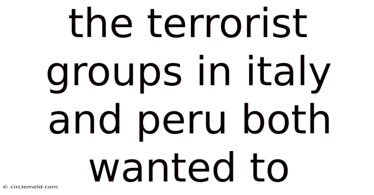 The Terrorist Groups In Italy And Peru Both Wanted To