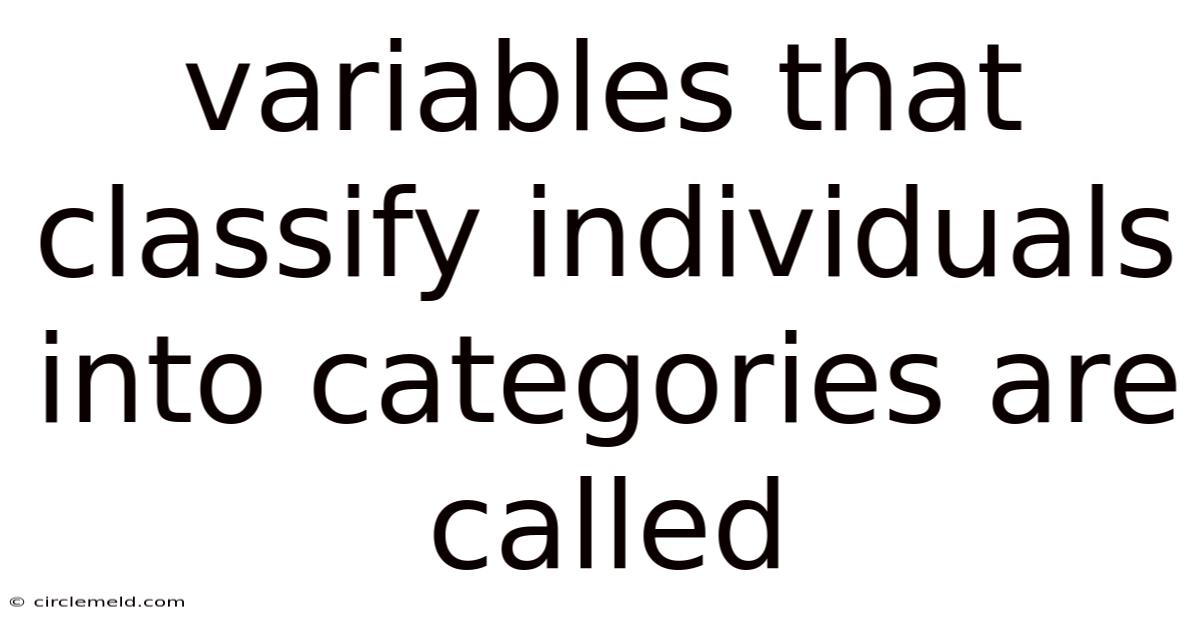 Variables That Classify Individuals Into Categories Are Called