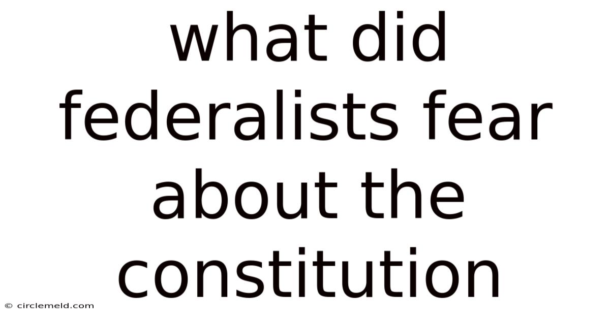 What Did Federalists Fear About The Constitution