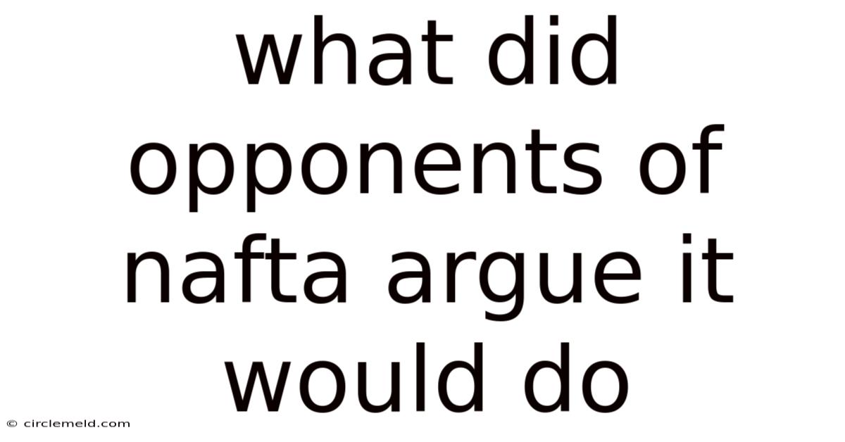 What Did Opponents Of Nafta Argue It Would Do