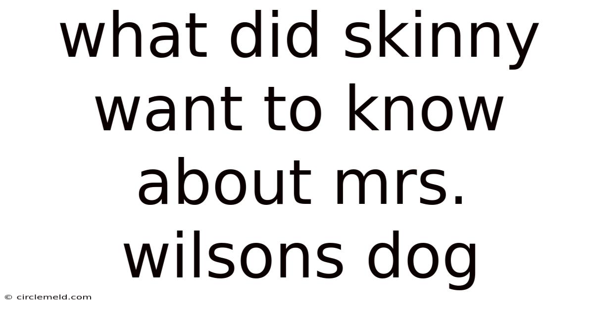 What Did Skinny Want To Know About Mrs. Wilsons Dog