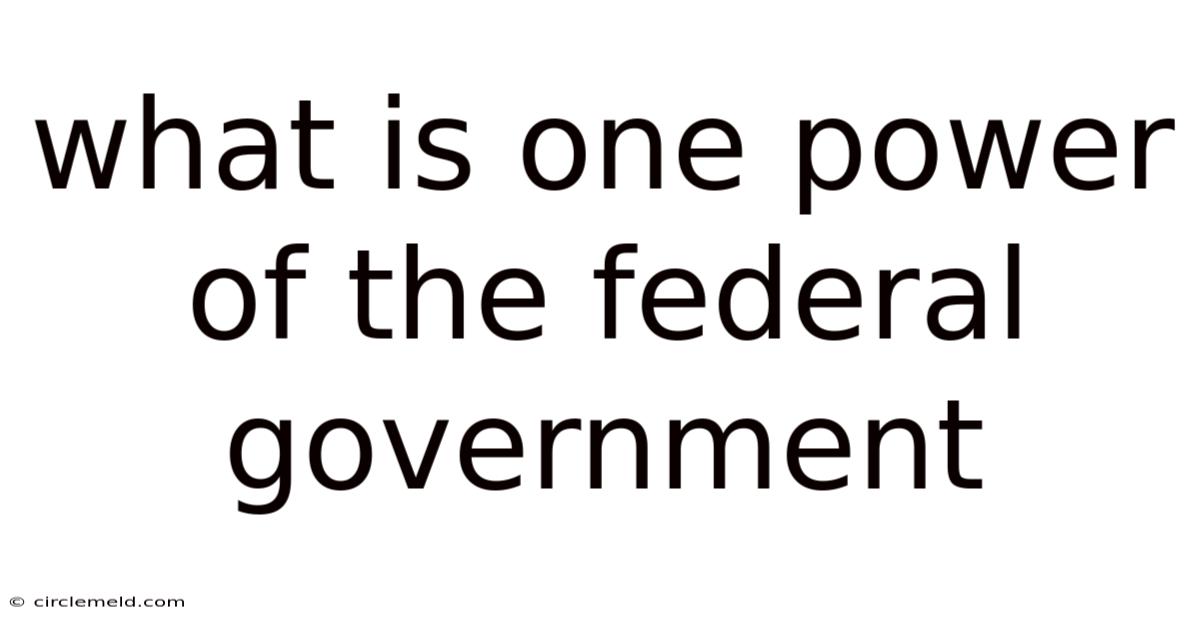 What Is One Power Of The Federal Government